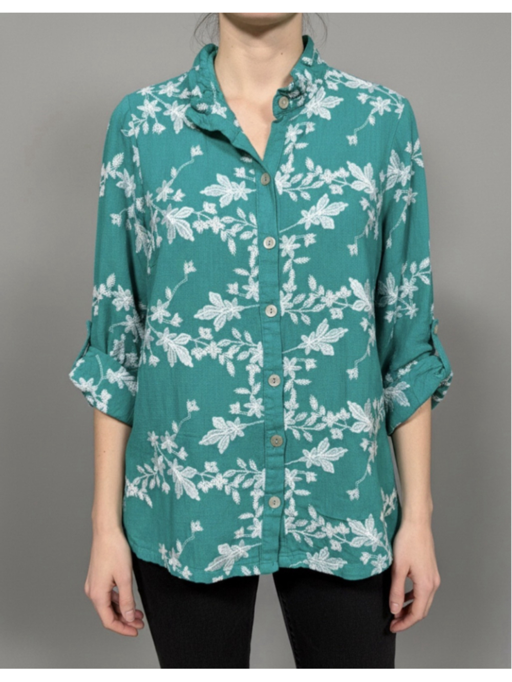 Soft Surroundings Women's Floral Embroidered Blouse Colorful Boho, Long Sleeve - Picture 2 of 15